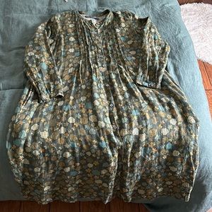 Gudrun Sjoden Green Floral Maxi Shirt Dress